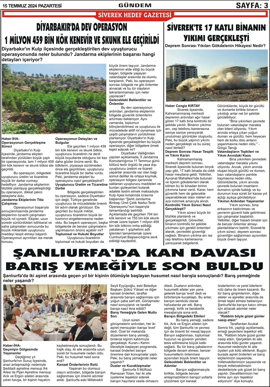 15.07.2024 Tarihli Gazetemiz