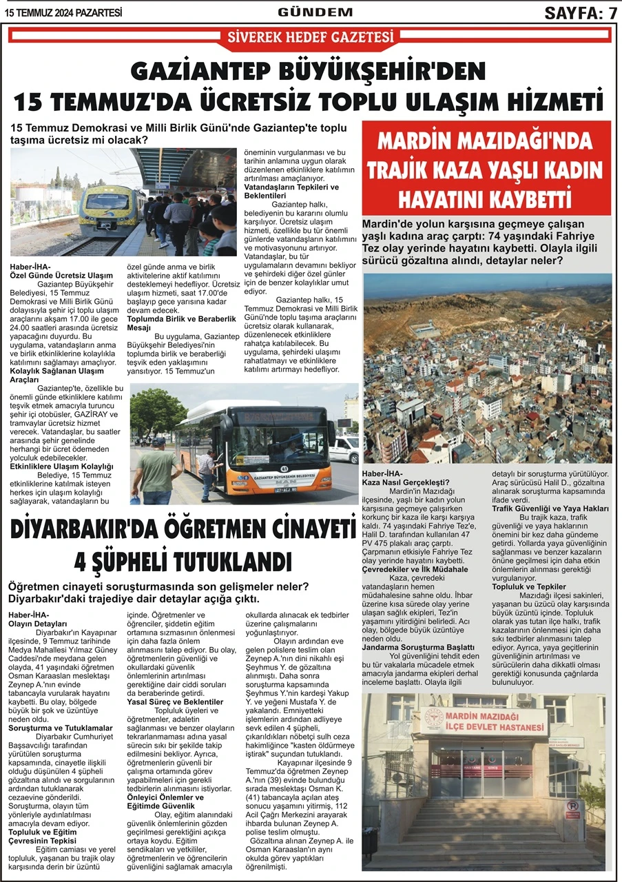 15.07.2024 Tarihli Gazetemiz