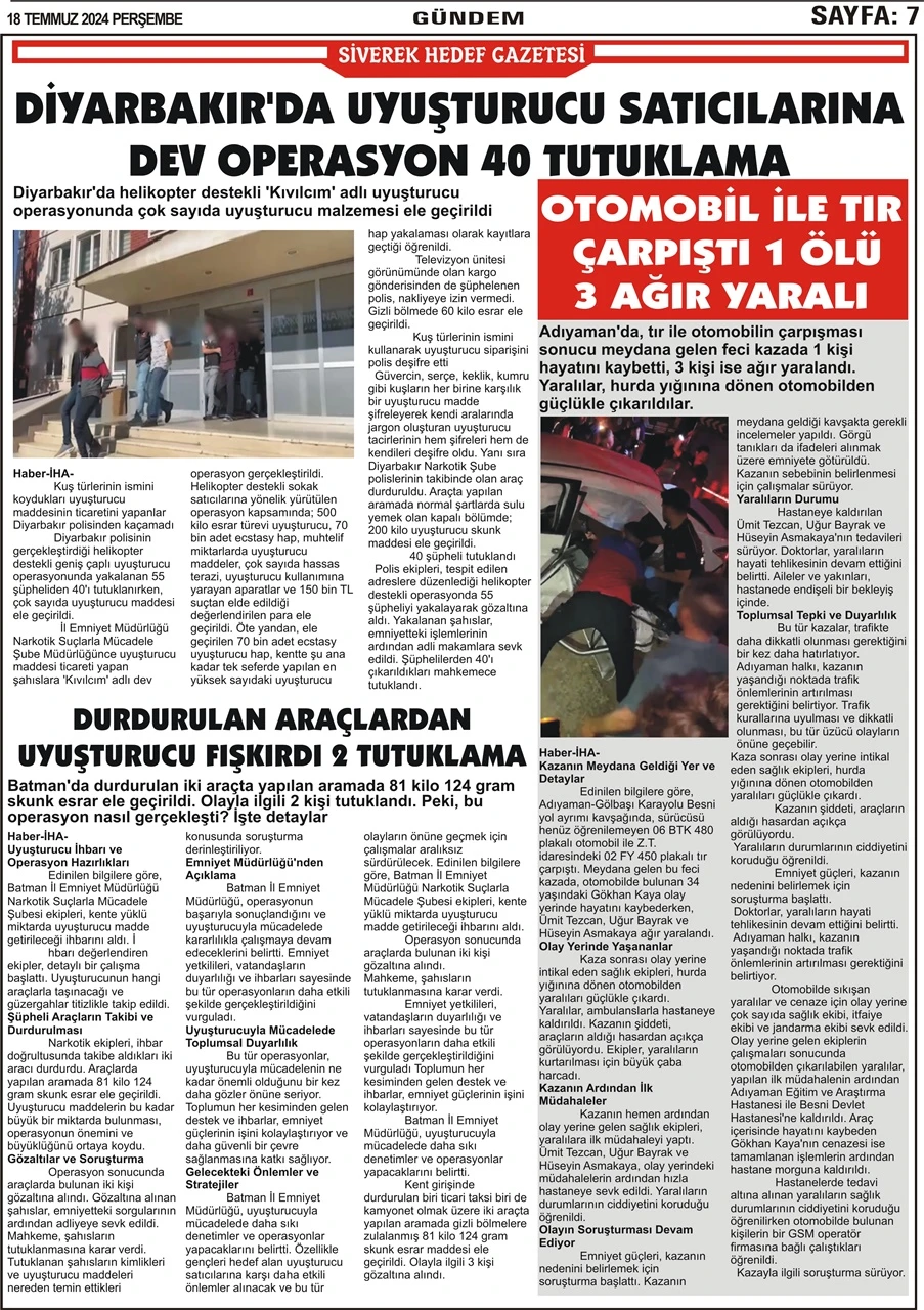 18.07.2024 Tarihli Gazetemiz