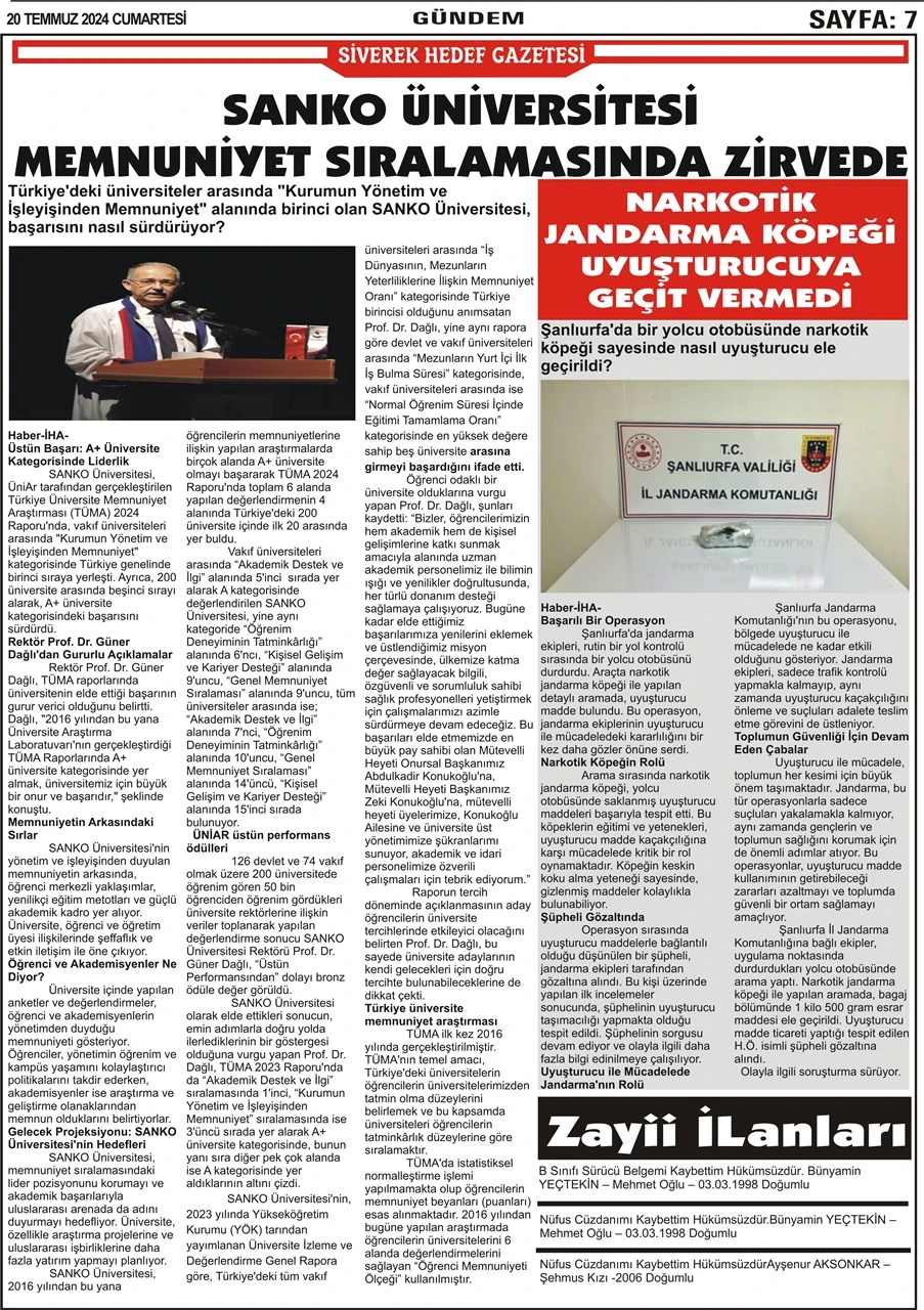 20.07.2024 Tarihli Gazetemiz 