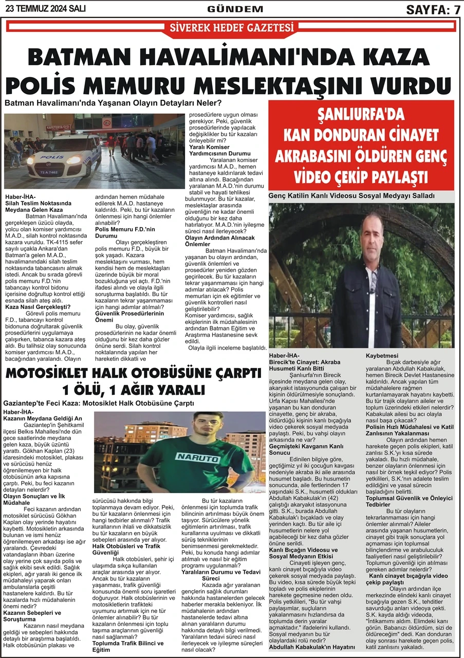 23.007.2024 Tarihli Gazetemiz