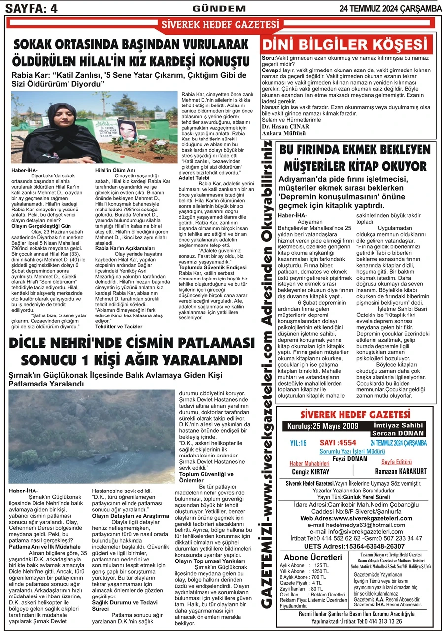 24.07.2024 Tarihli Gazetemiz