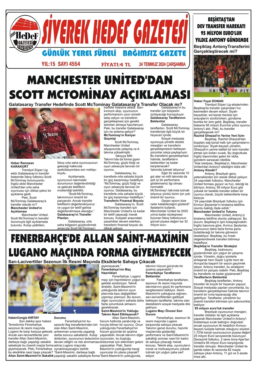 24.07.2024 Tarihli Gazetemiz