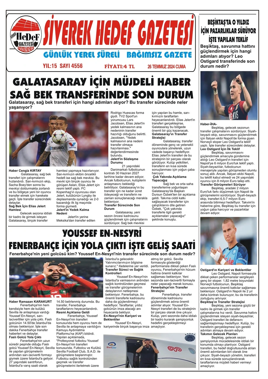 26.07.2024 Tarihli Gazetemiz