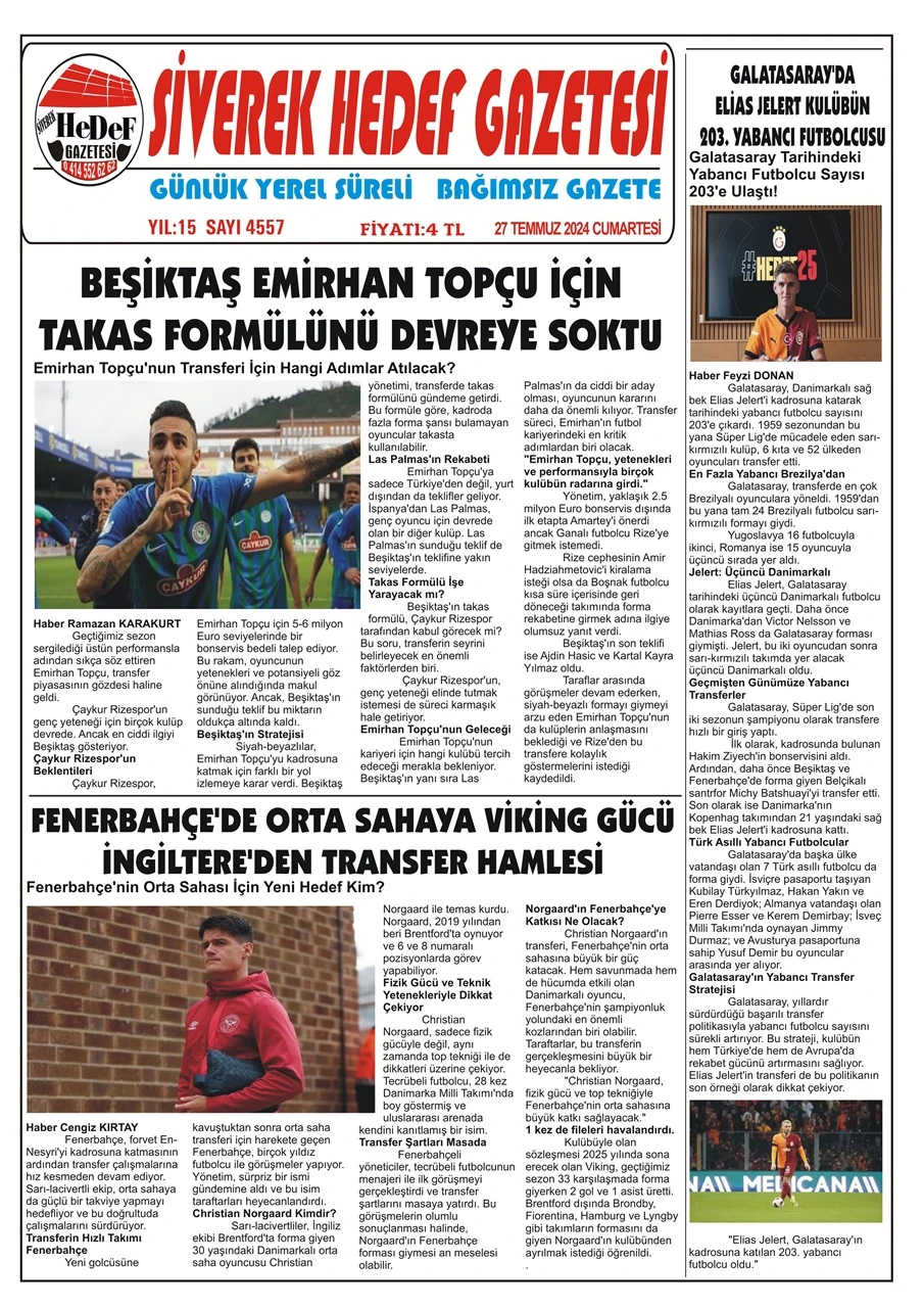 27.07.2024 Tarihli Gazetemiz