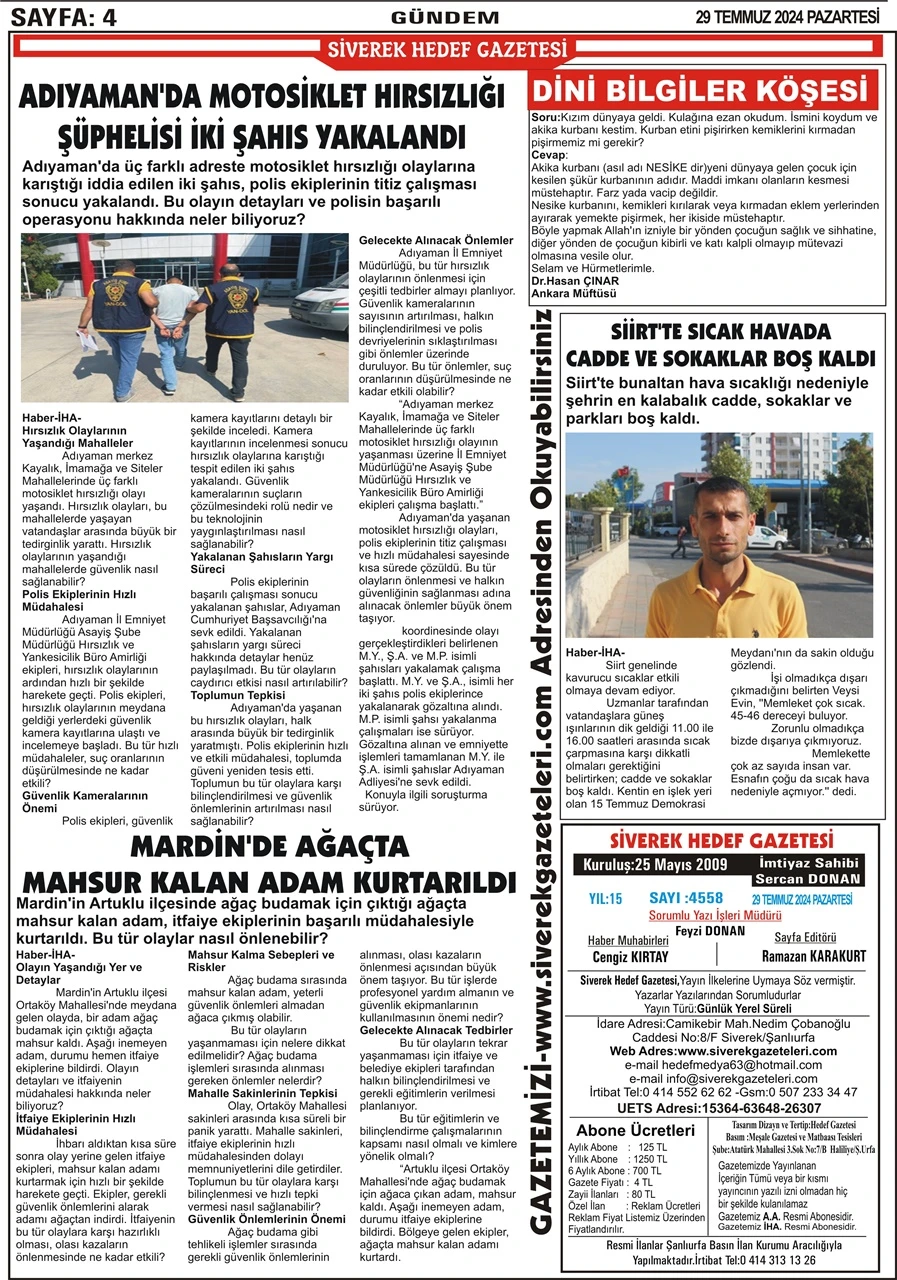 29.07.2024 Tarihli Gazetemiz