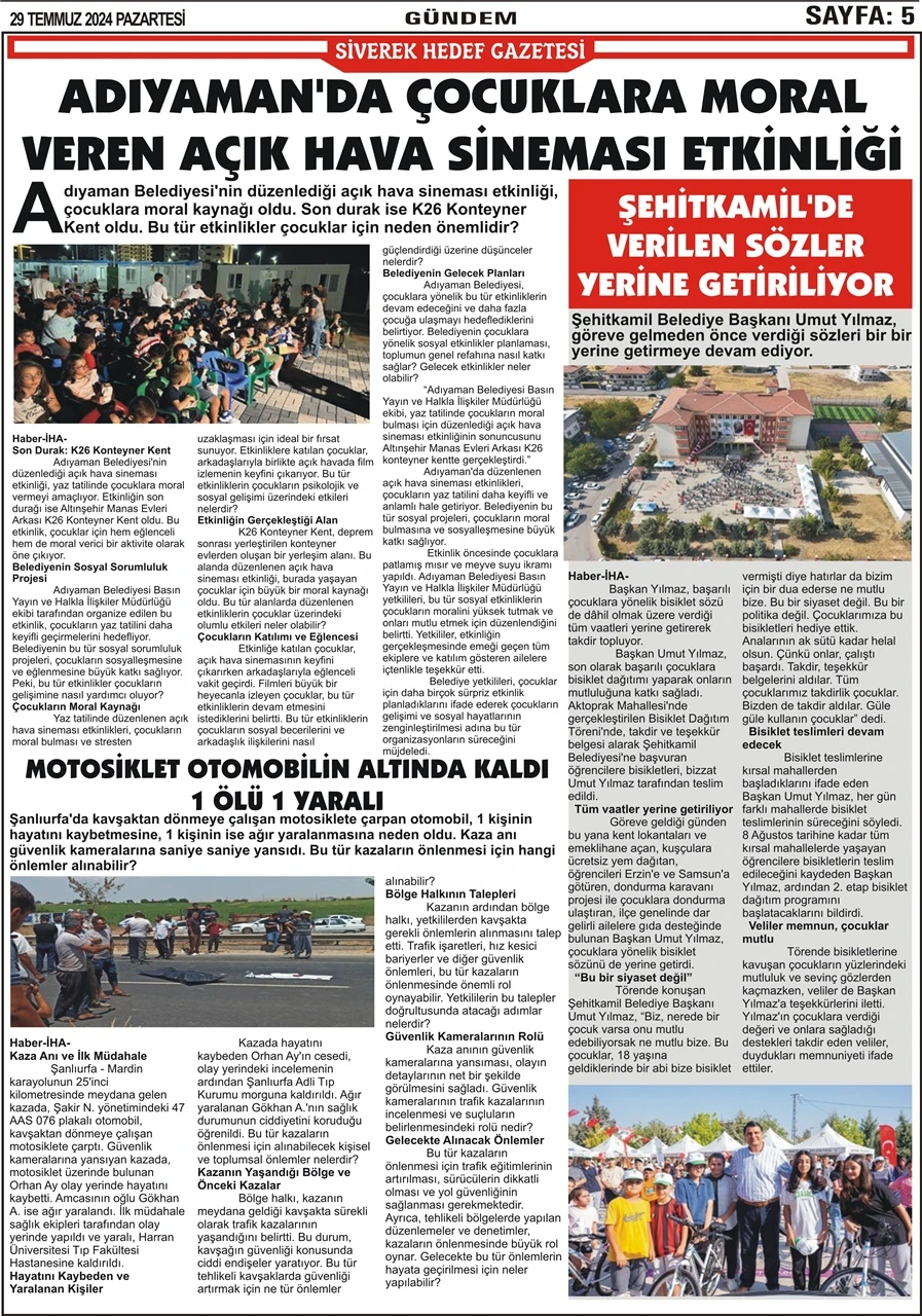 29.07.2024 Tarihli Gazetemiz