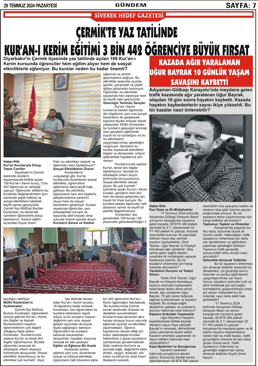 29.07.2024 Tarihli Gazetemiz
