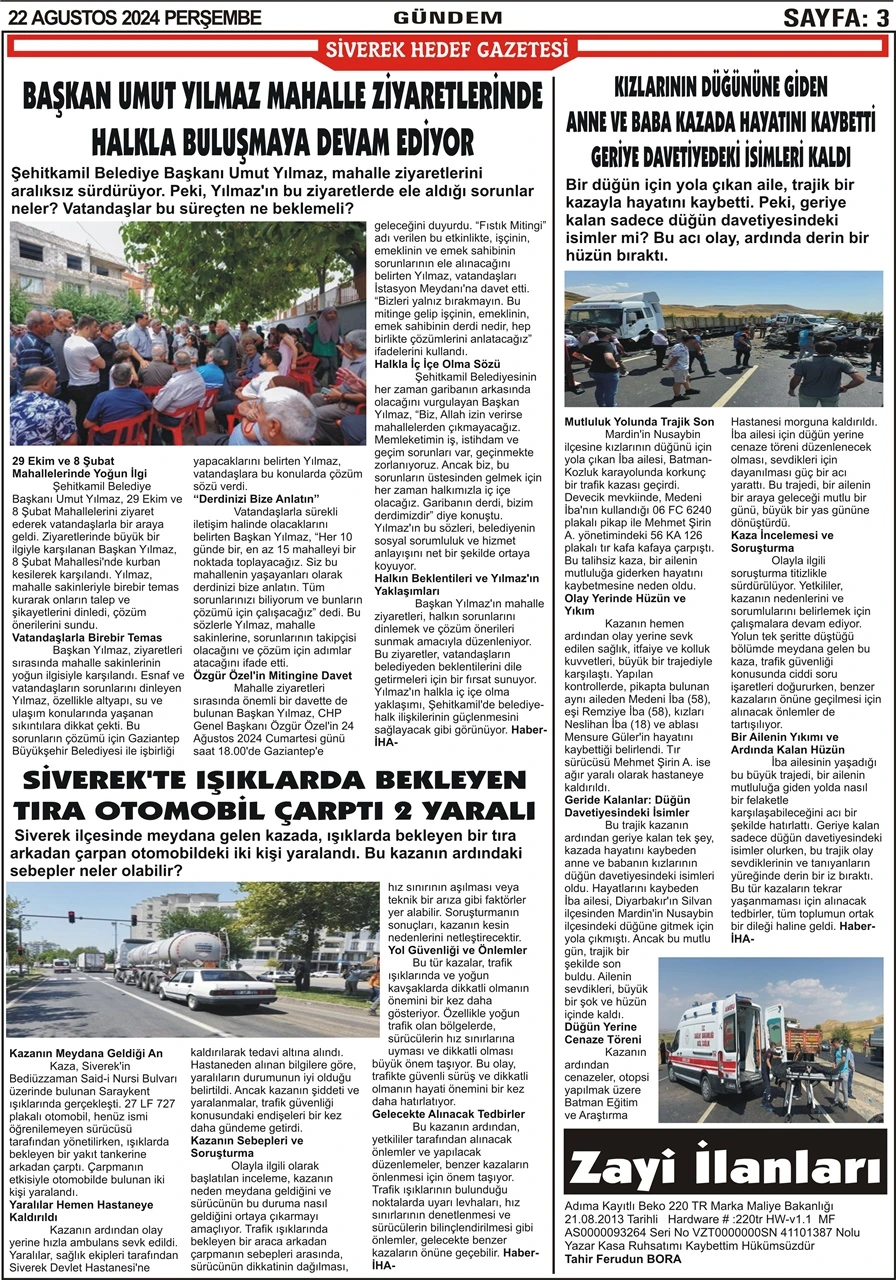 22.08.2024 Tarihli Gazetemiz
