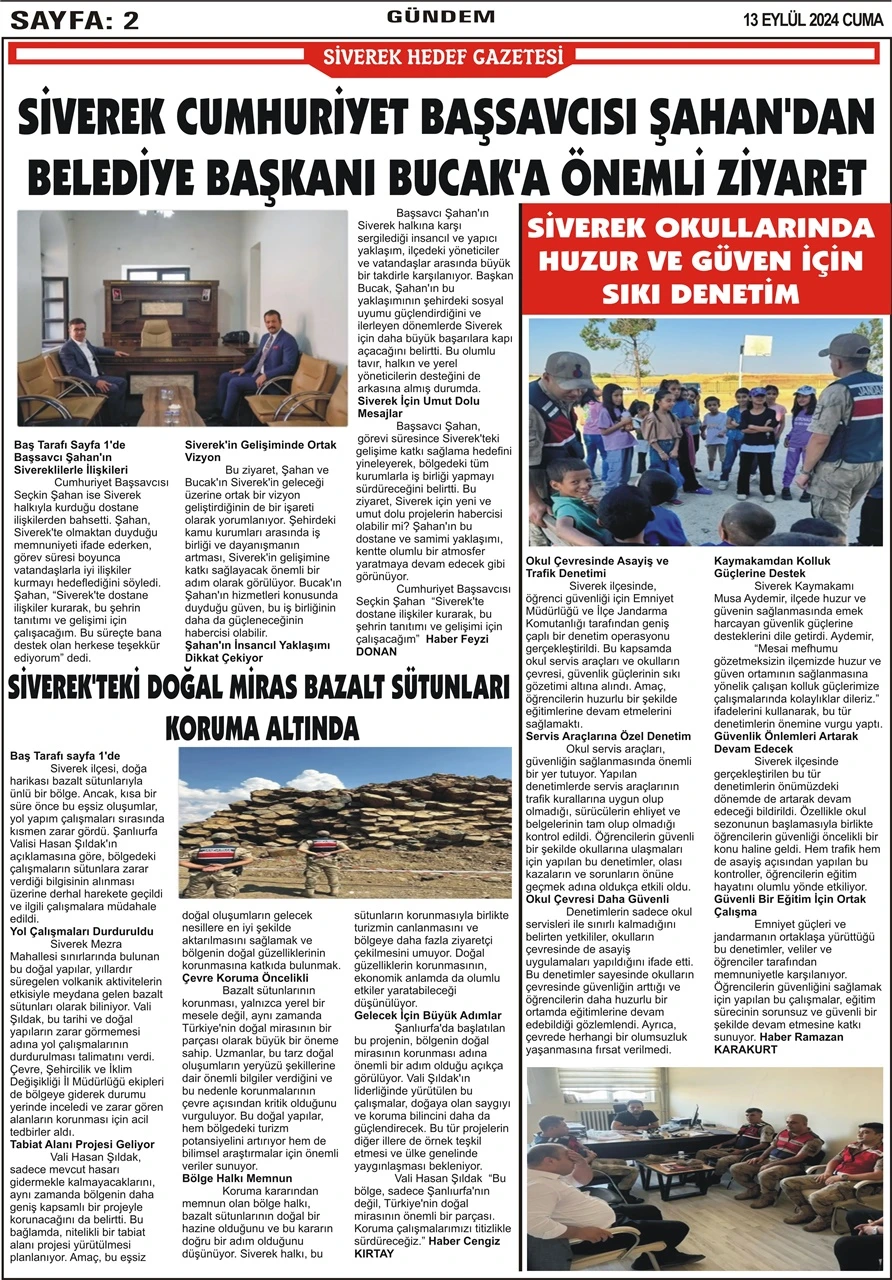 13.09.2024 Tarihli Gazetemiz