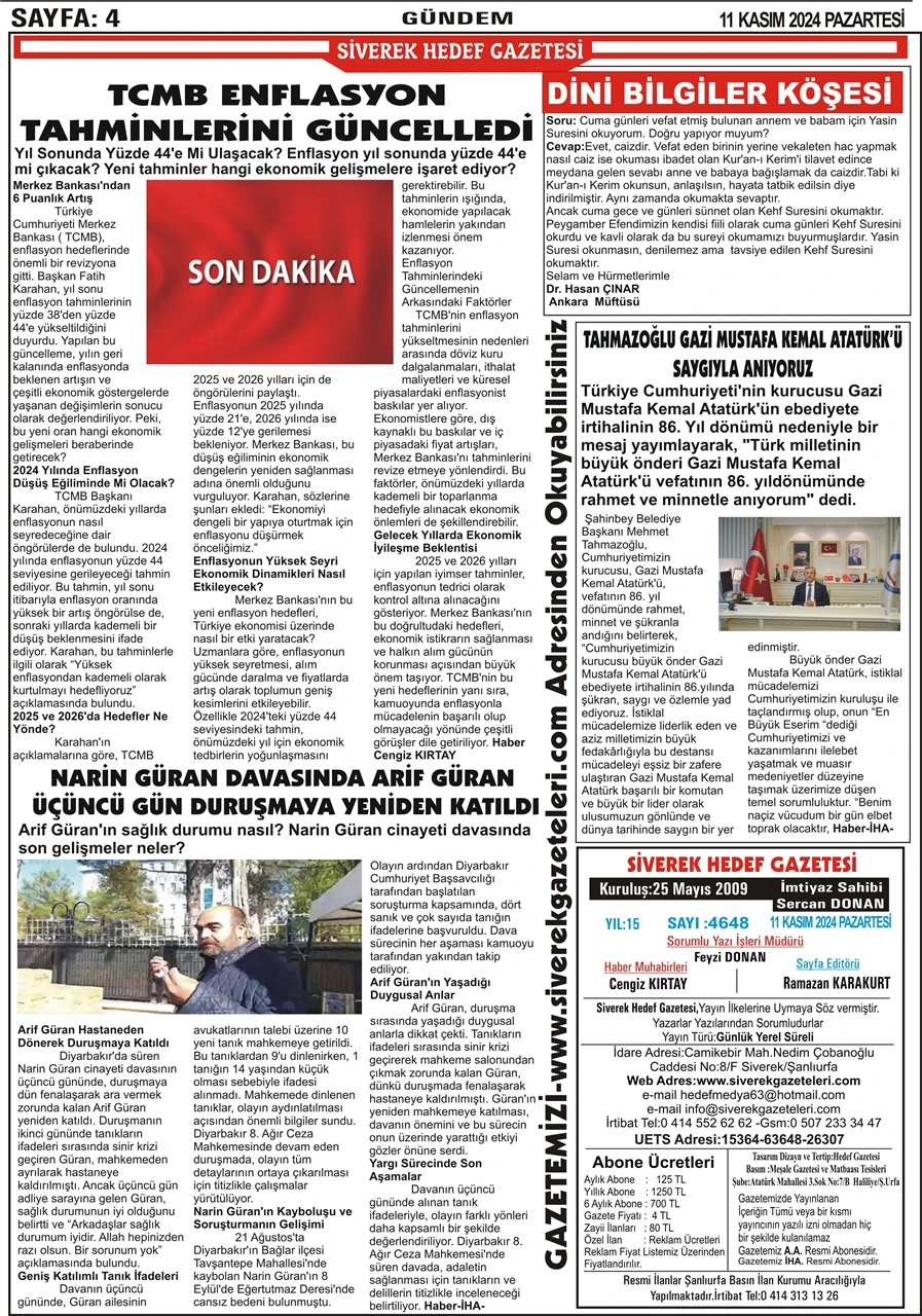 11.11.2024 Tarihli Gazetemiz