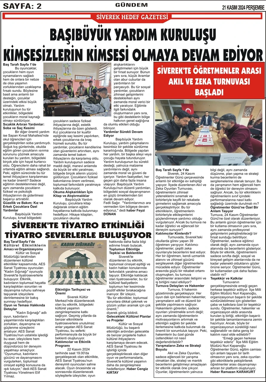 21.11.2024 Tarihli Gazetemiz