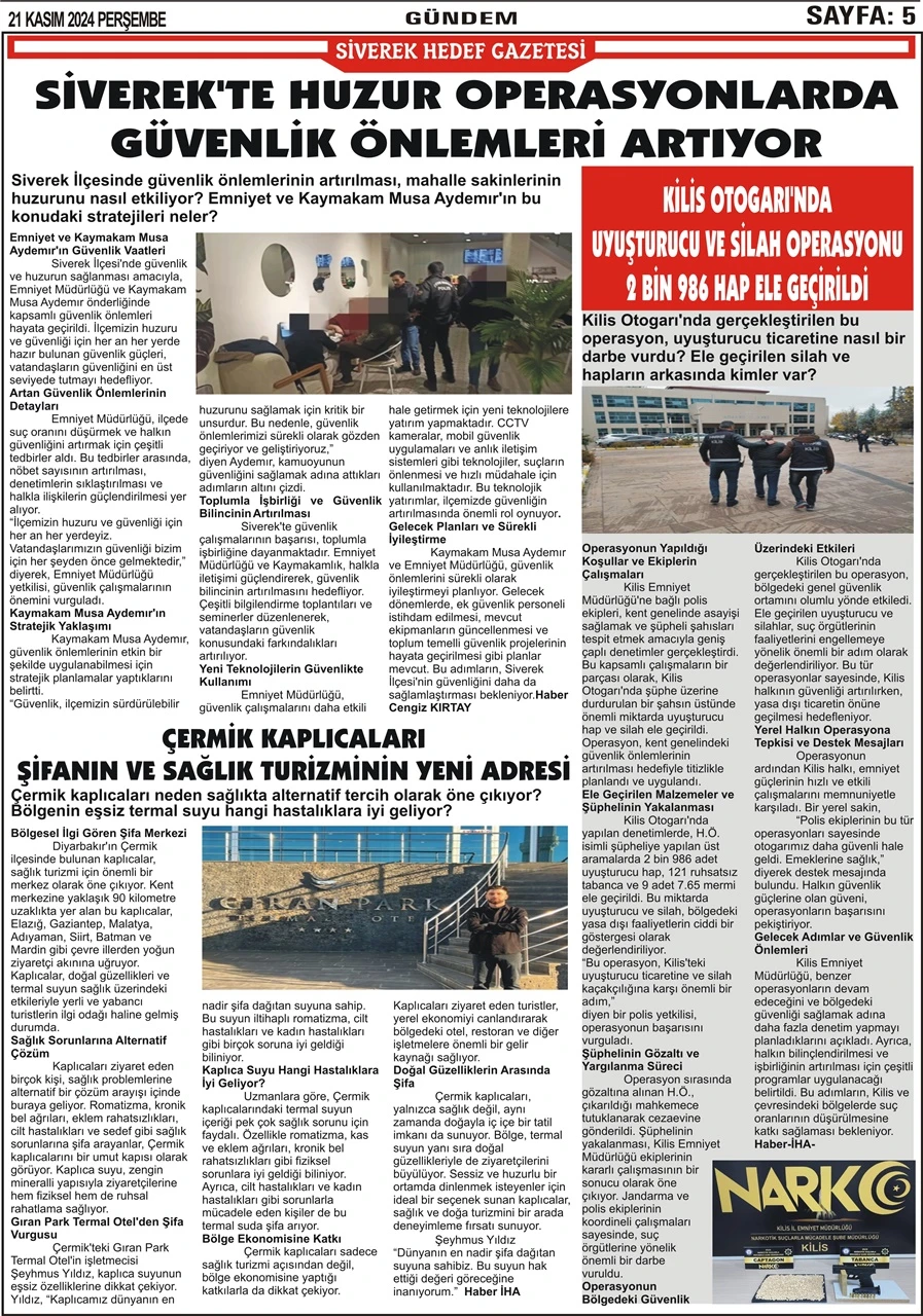 21.11.2024 Tarihli Gazetemiz