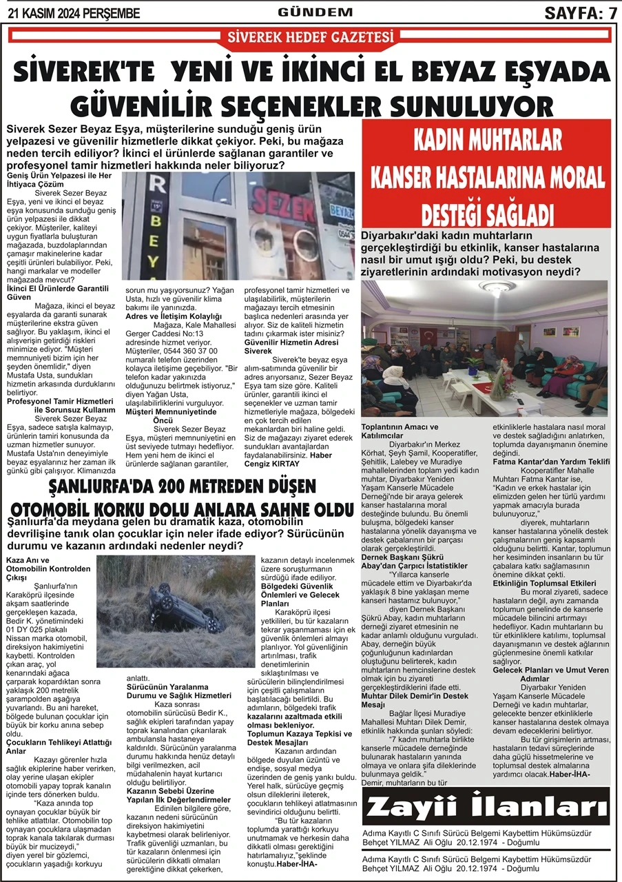 21.11.2024 Tarihli Gazetemiz