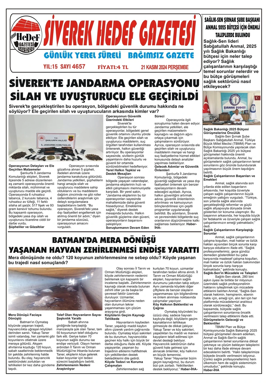 21.11.2024 Tarihli Gazetemiz