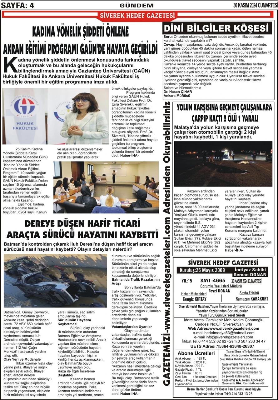 30.11.2024 Tarihli Gazetemiz