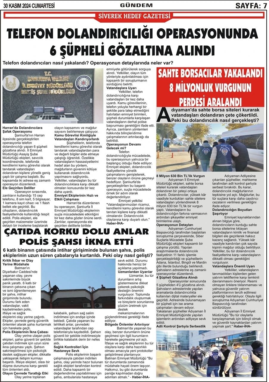30.11.2024 Tarihli Gazetemiz