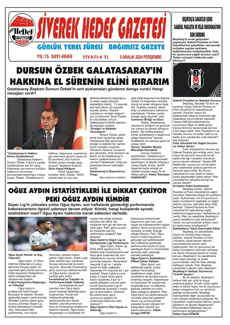 5.12.2024 Tarihli Gazetemiz