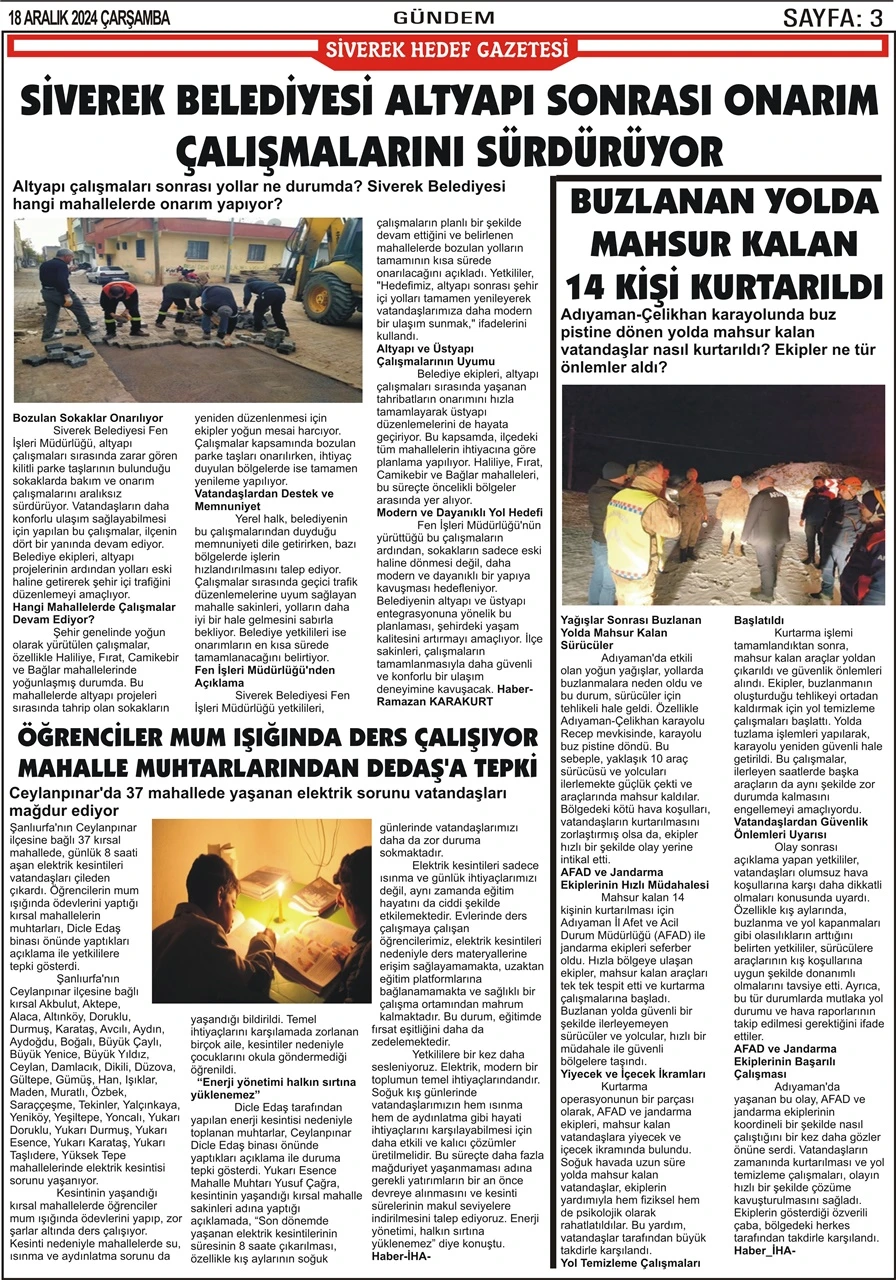 18.12.2024 Tarihli Gazetemiz 