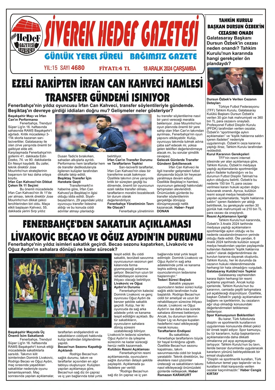 18.12.2024 Tarihli Gazetemiz 