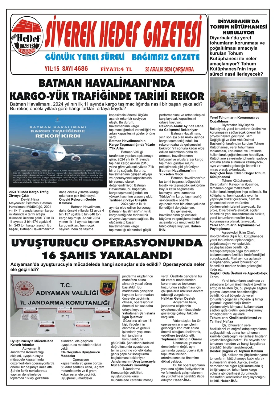 25.12.2024 Tarihli Gazetemiz