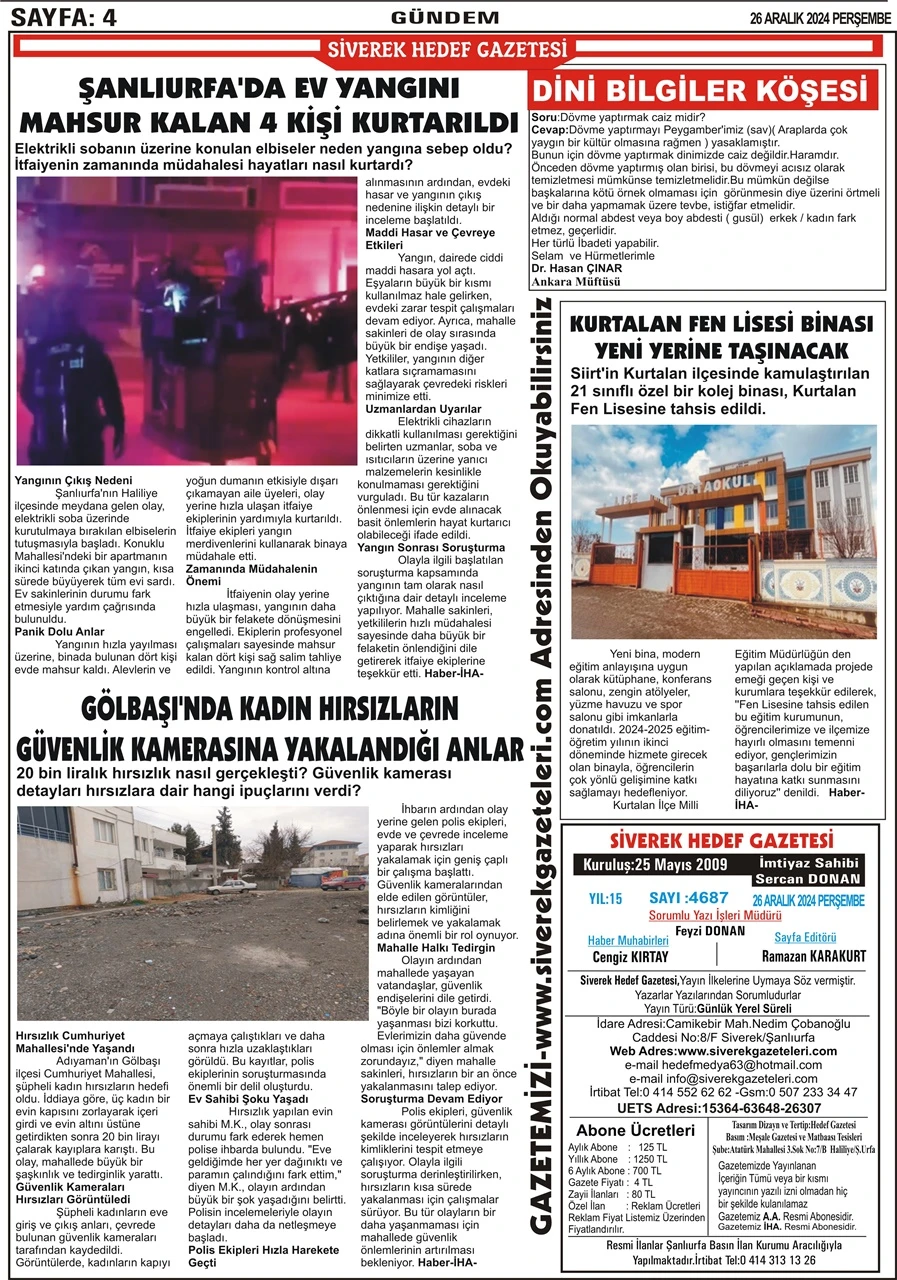 26.12.2024 Tarihli Gazetemiz