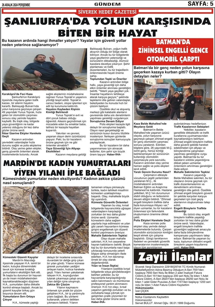 26.12.2024 Tarihli Gazetemiz