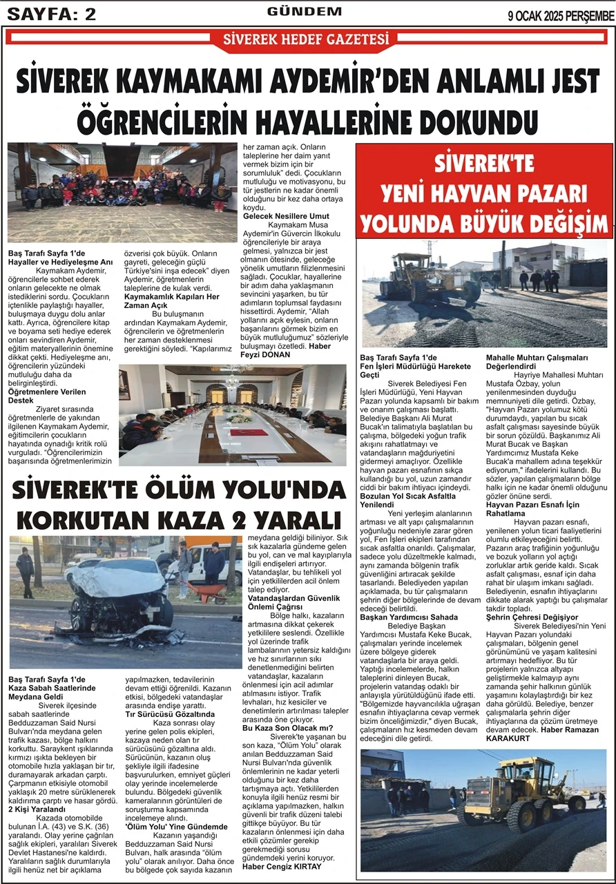 9.01.2025 Tarihli Gazetemiz 