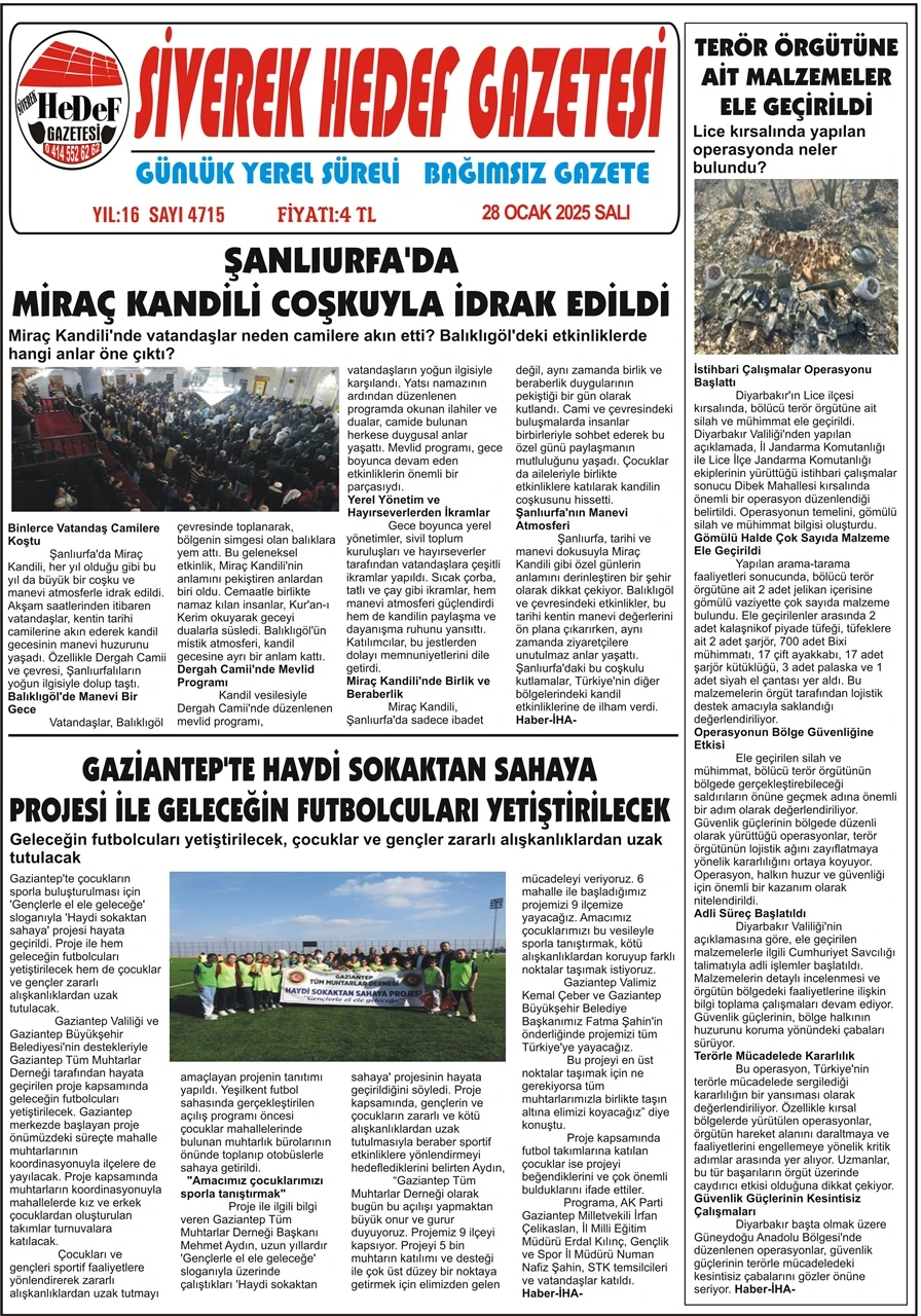 28.01.2025 Tarihli Gazeteöiz
