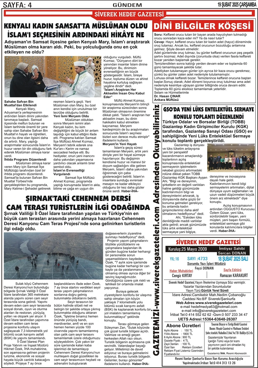 19.02.2025 Tarihli Gazetemiz