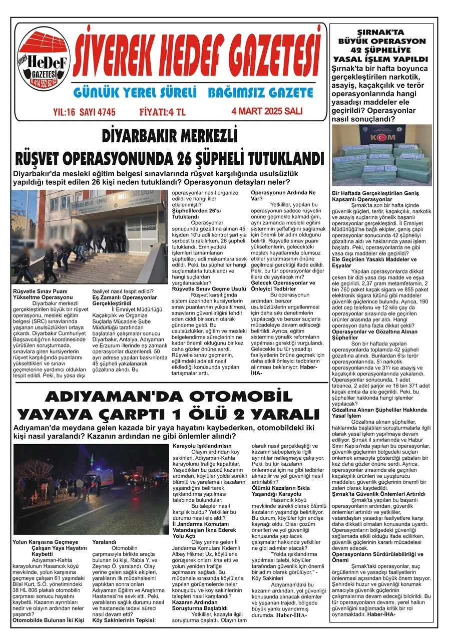 4.03.2025 Tarihli Gazetemiz