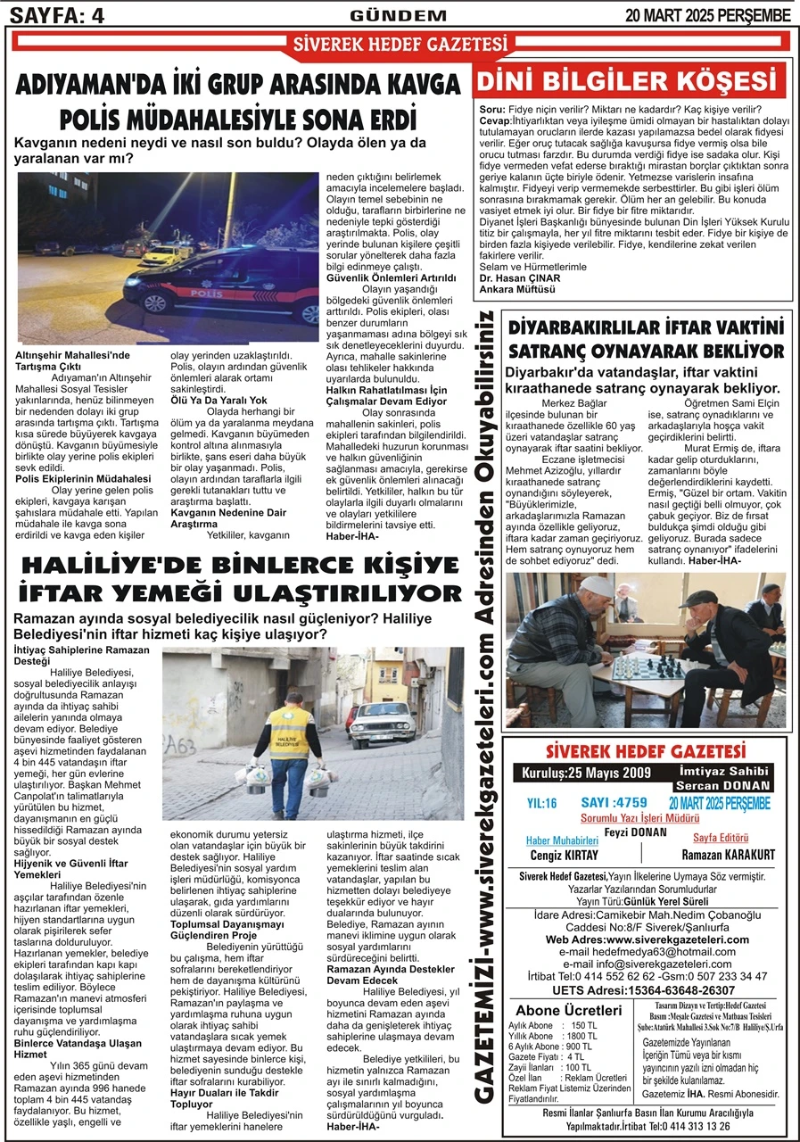 20.03.2025 Tarihli Gazetemiz