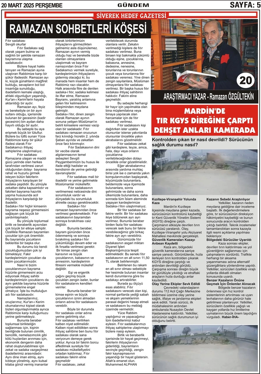 20.03.2025 Tarihli Gazetemiz