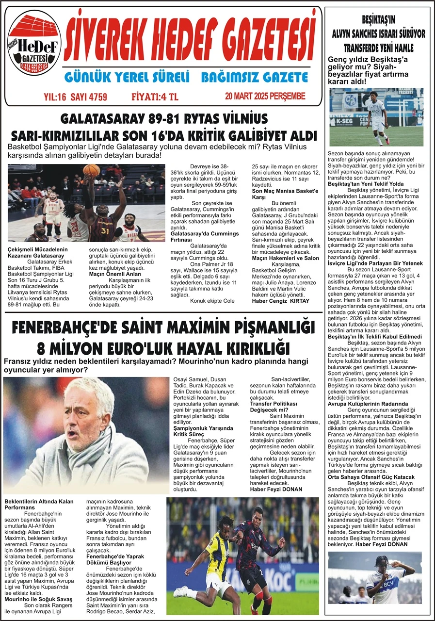 20.03.2025 Tarihli Gazetemiz