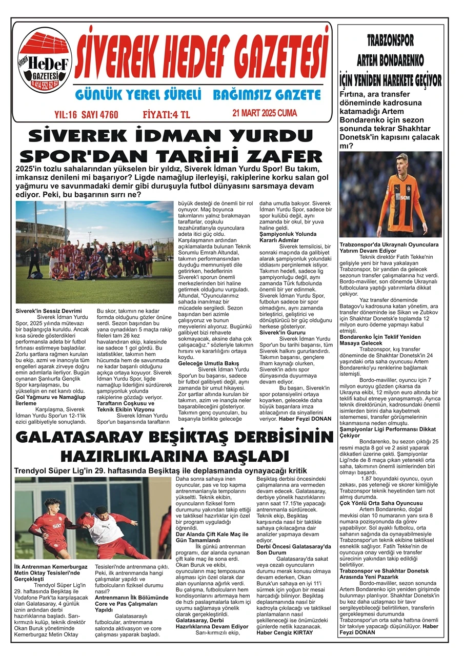 21.03.2025 Tarihli Gazetemiz
