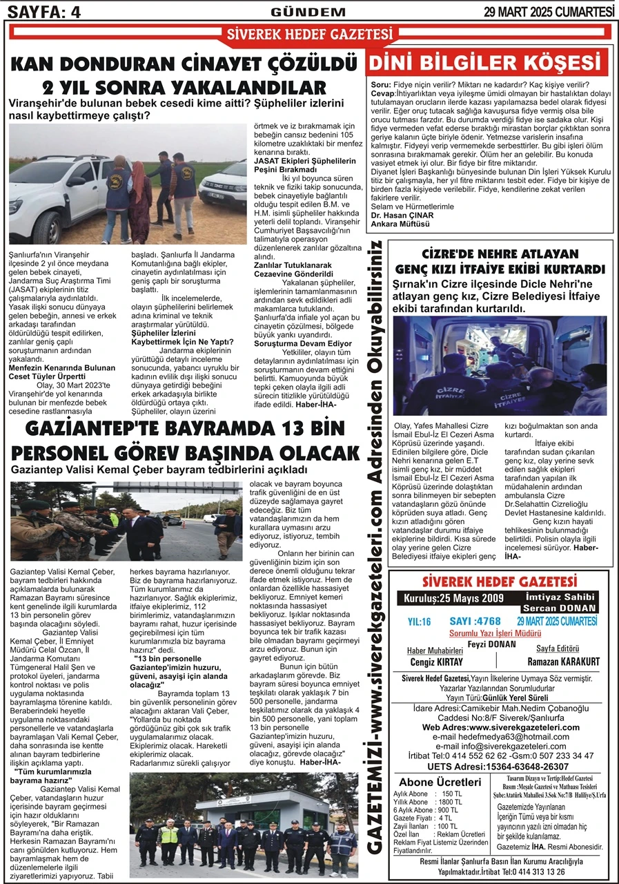 29.03.2025 Tarihli Gazetemiz