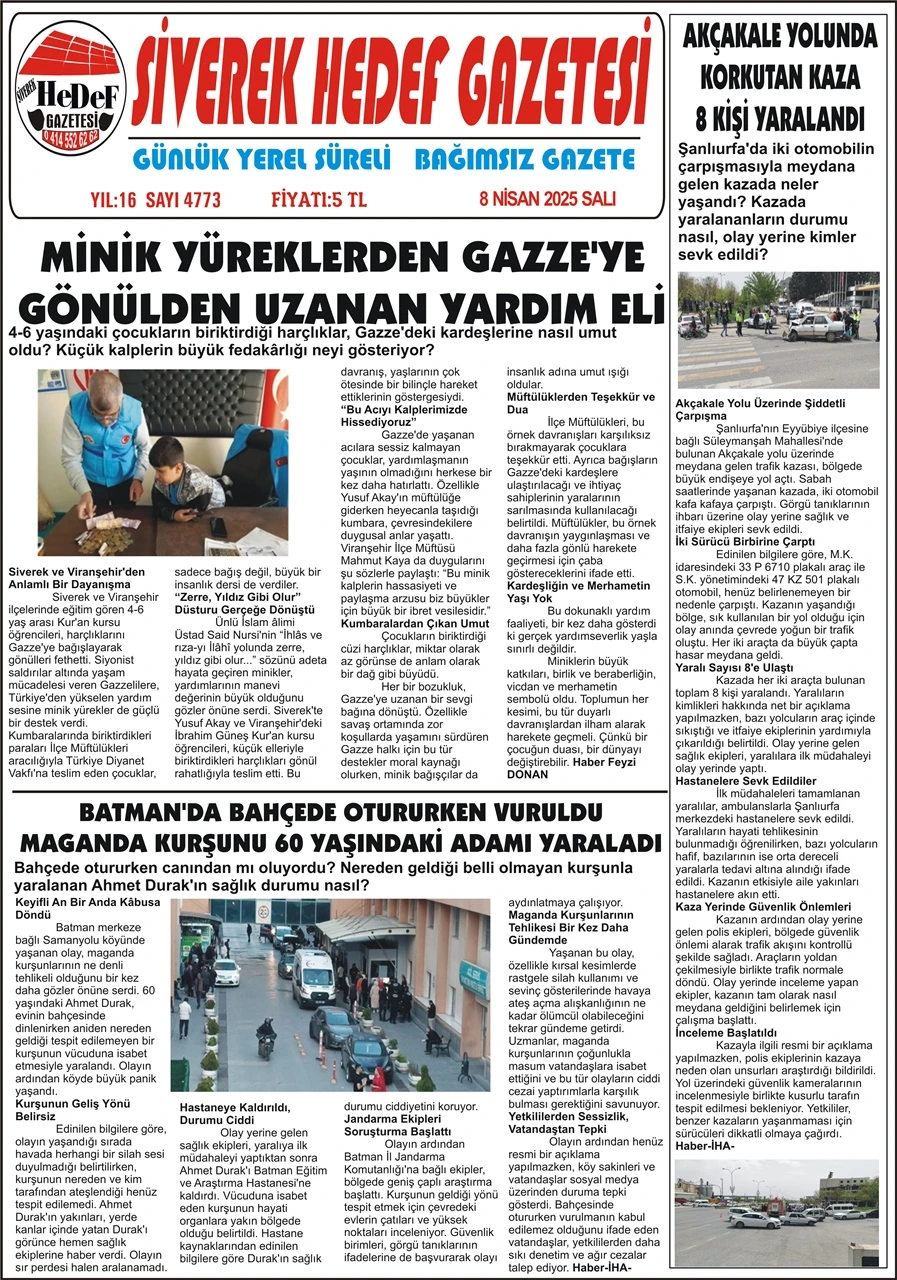 8.04.2025 Tarihli Gazetemiz