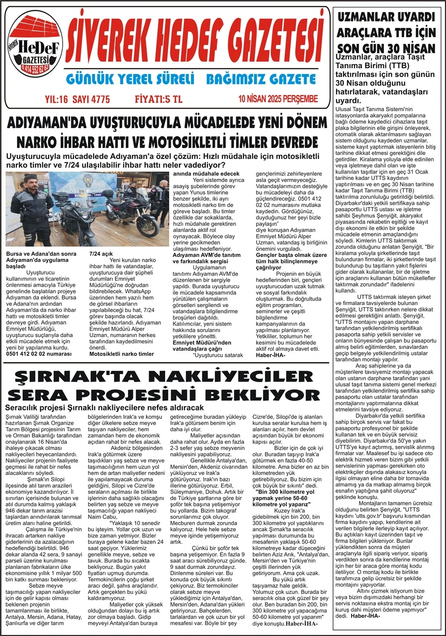 10.04.2025 Tarihli Gazetemiz