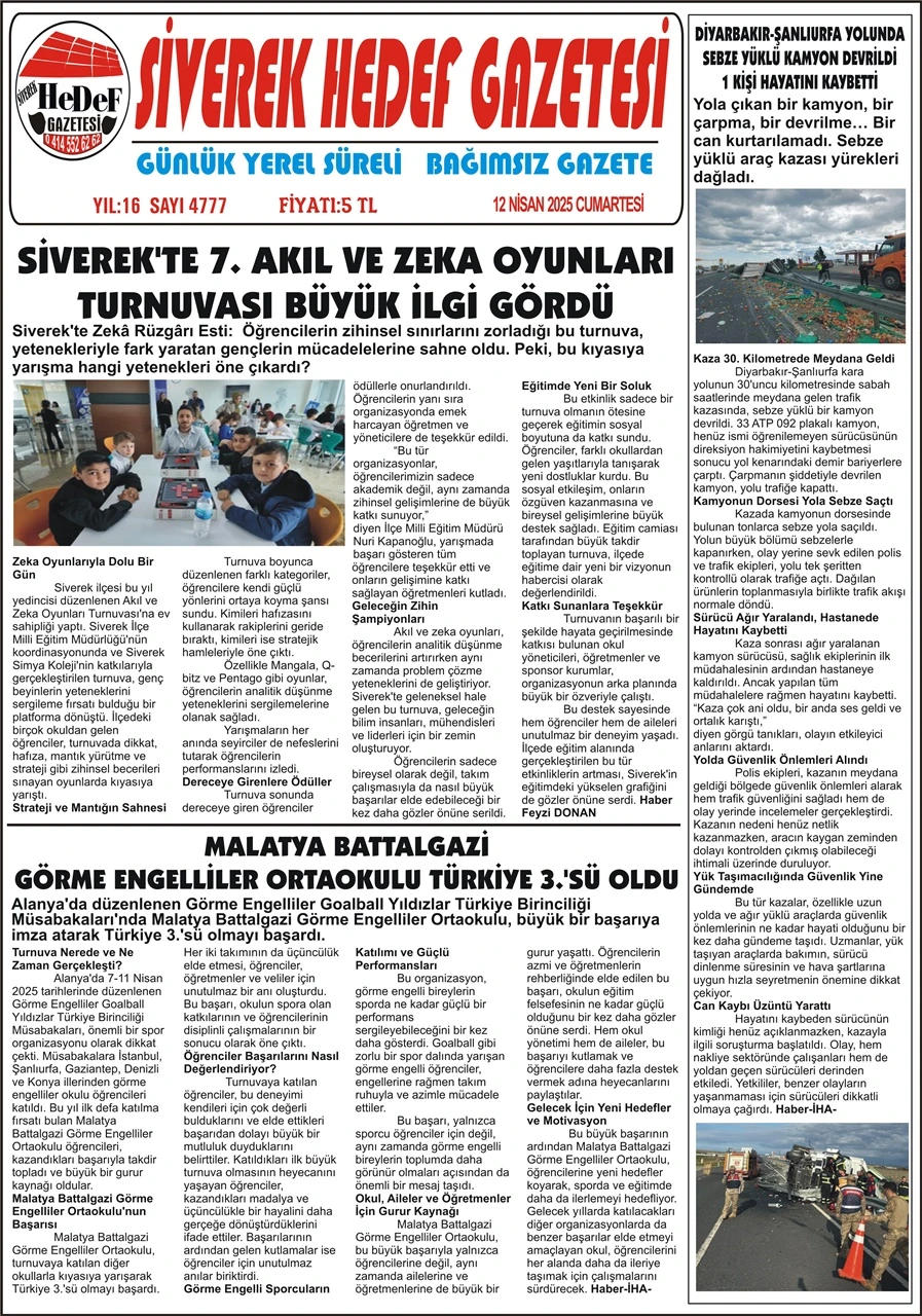 12.04.2025 Tarihli Gazetemiz