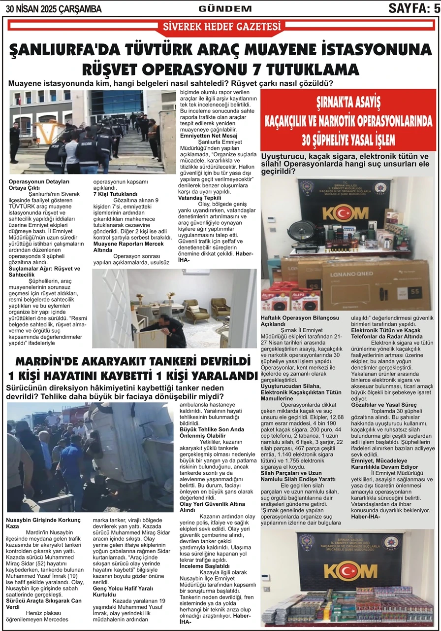 30.04.2025 Tarihli Gazetemiz