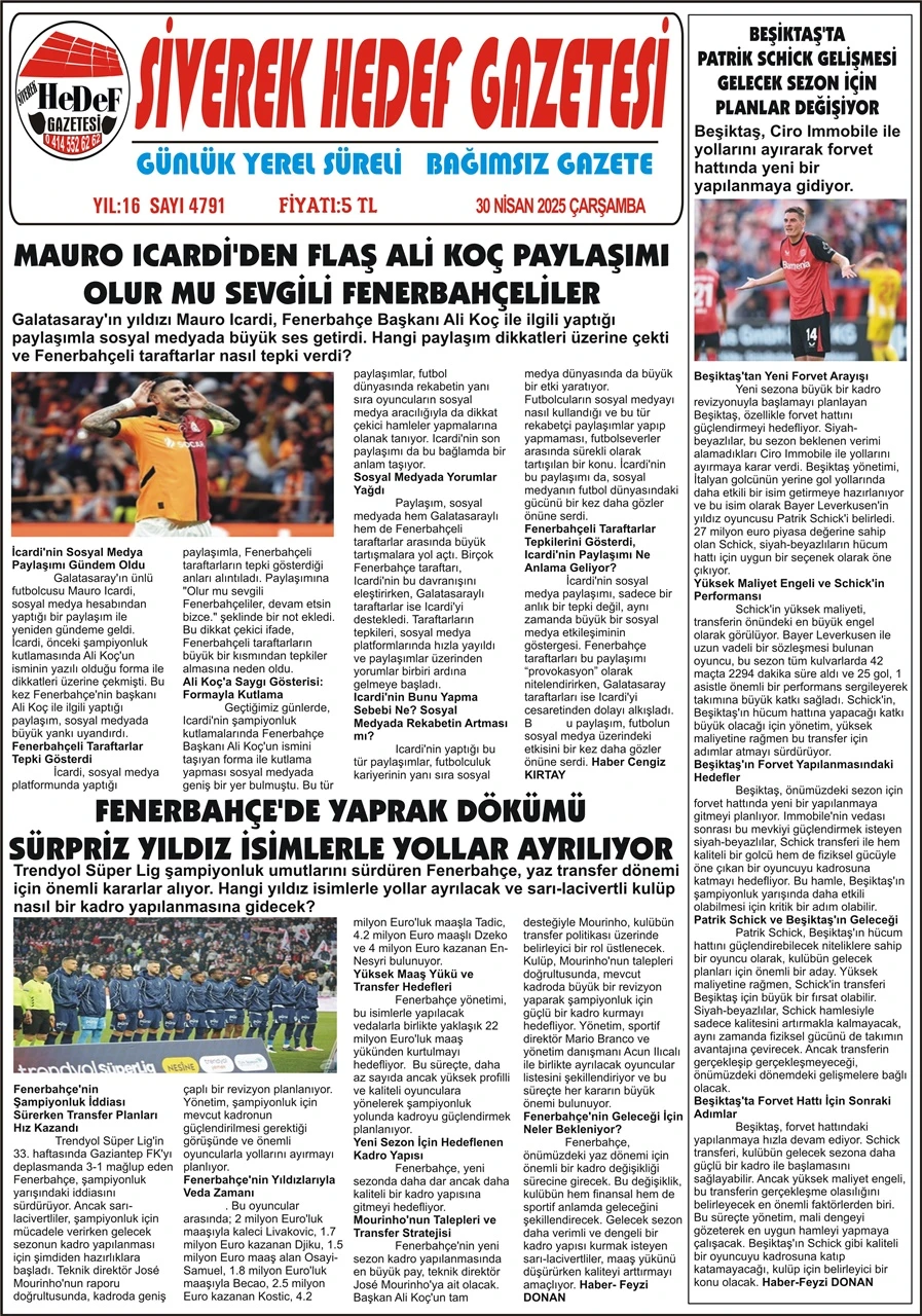 30.04.2025 Tarihli Gazetemiz