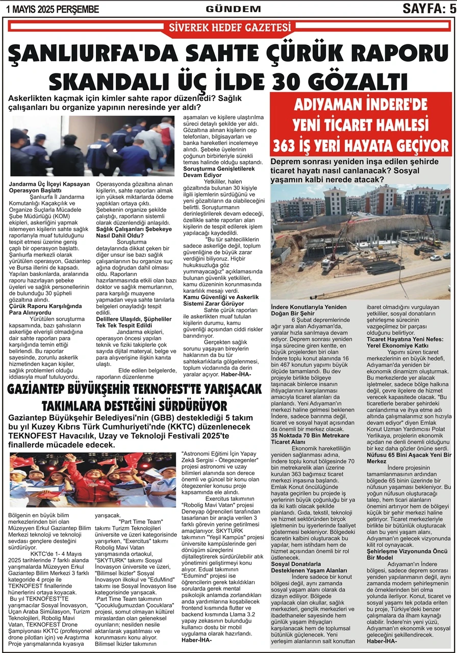 1.05.2025 Tarihli Gazetemiz