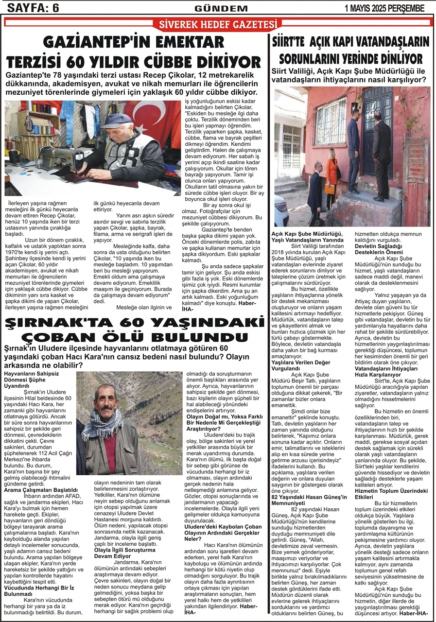 1.05.2025 Tarihli Gazetemiz