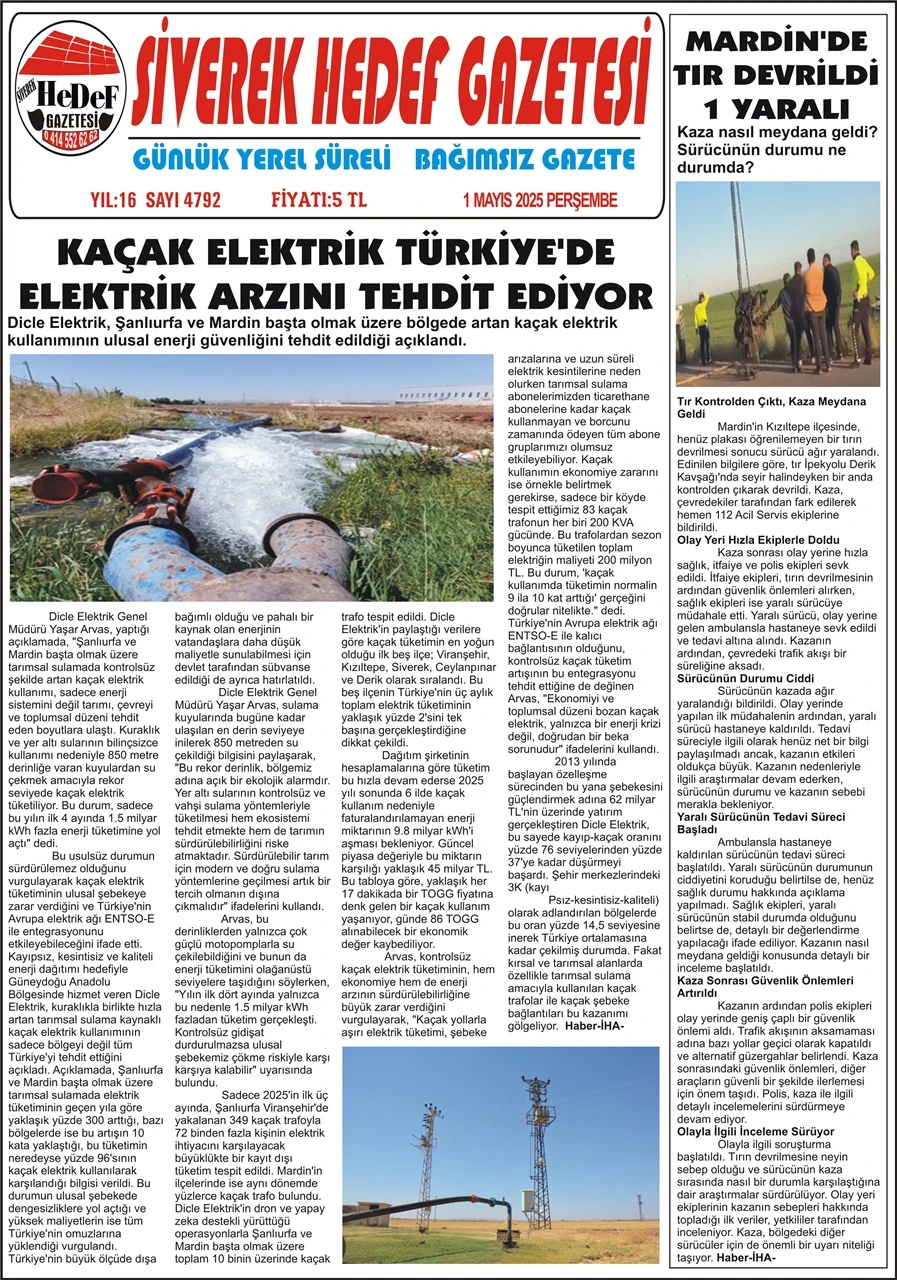 1.05.2025 Tarihli Gazetemiz