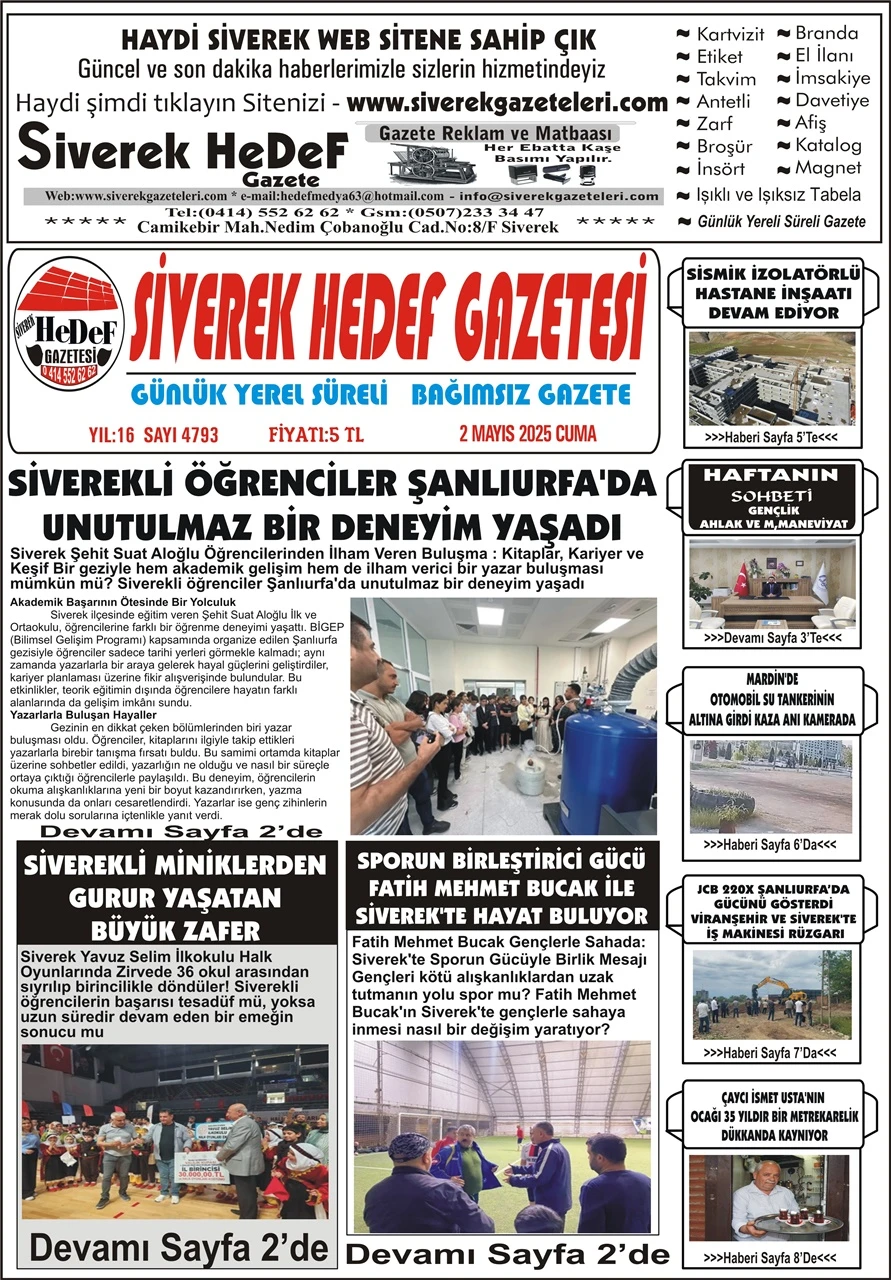 2.05.2025 Tarihli Gazetemiz