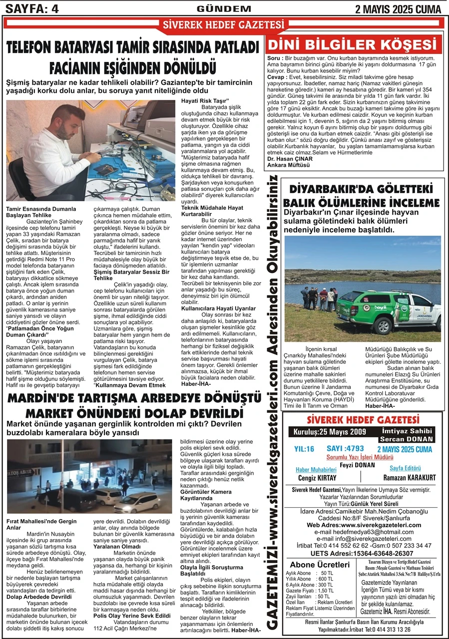 2.05.2025 Tarihli Gazetemiz