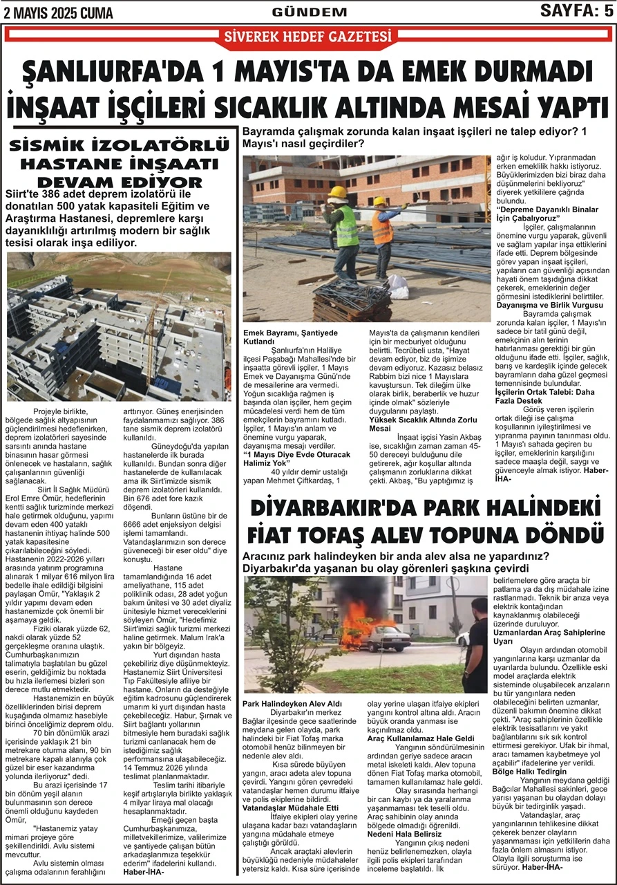 2.05.2025 Tarihli Gazetemiz