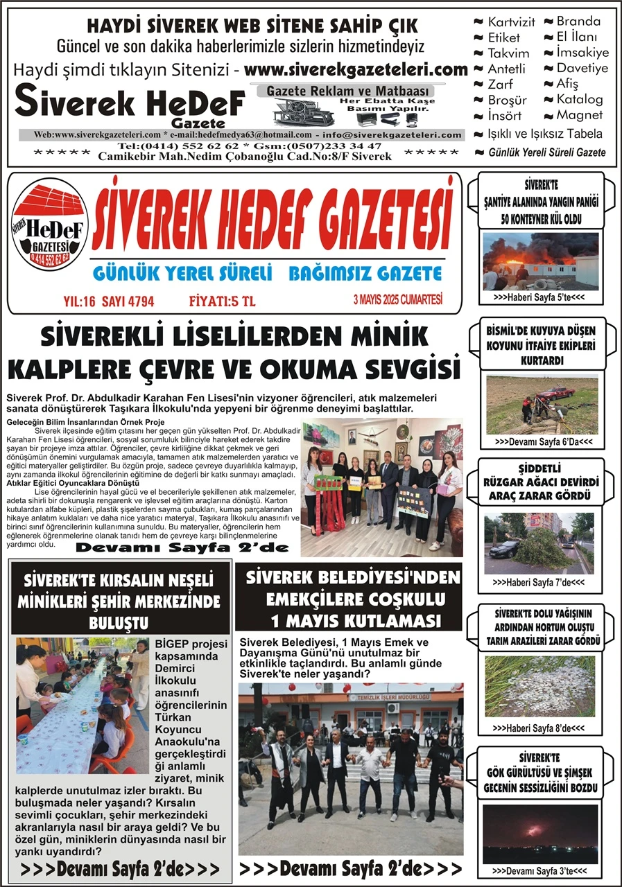 3.05.2025  Tarihli Gazetemiz