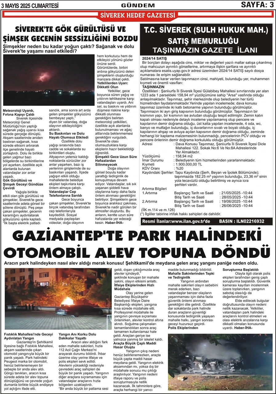 3.05.2025  Tarihli Gazetemiz
