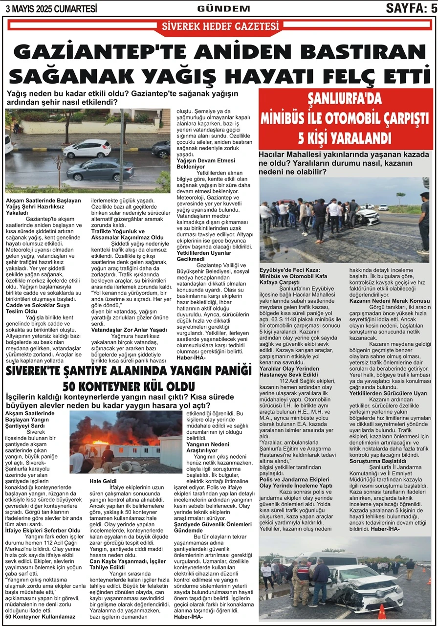 3.05.2025  Tarihli Gazetemiz